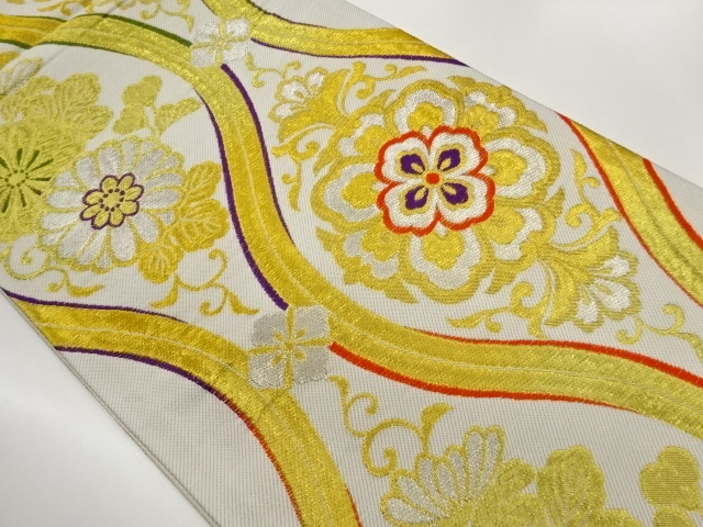 JAPANESE FUKURO OBI / WOVEN FLOWER CREST